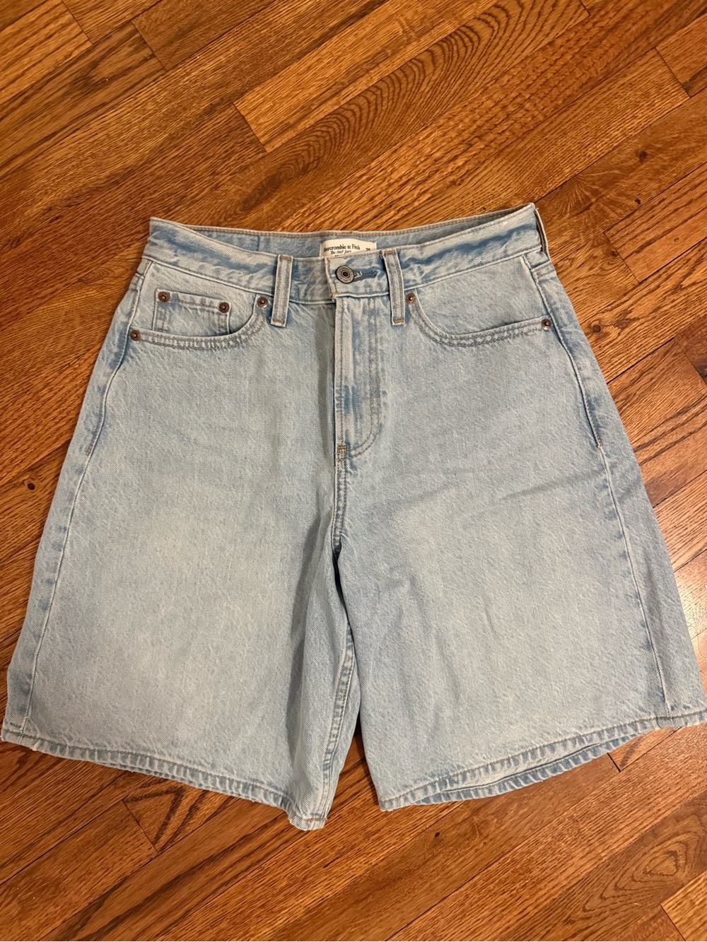 Abercrombie & Fitch Light Wash High-Rise Denim Shorts